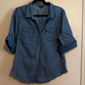 Denim & Co. Women's Blue Button Down Shirt